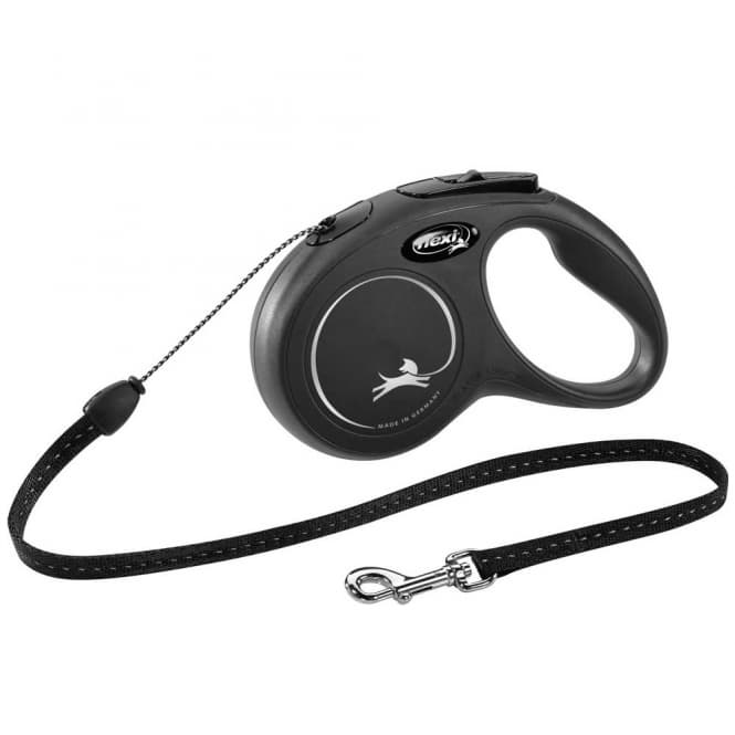 FLEXI Rollleine New CLASSIC Seil - 5m, bis 12kg - Schwarz: Produktbild