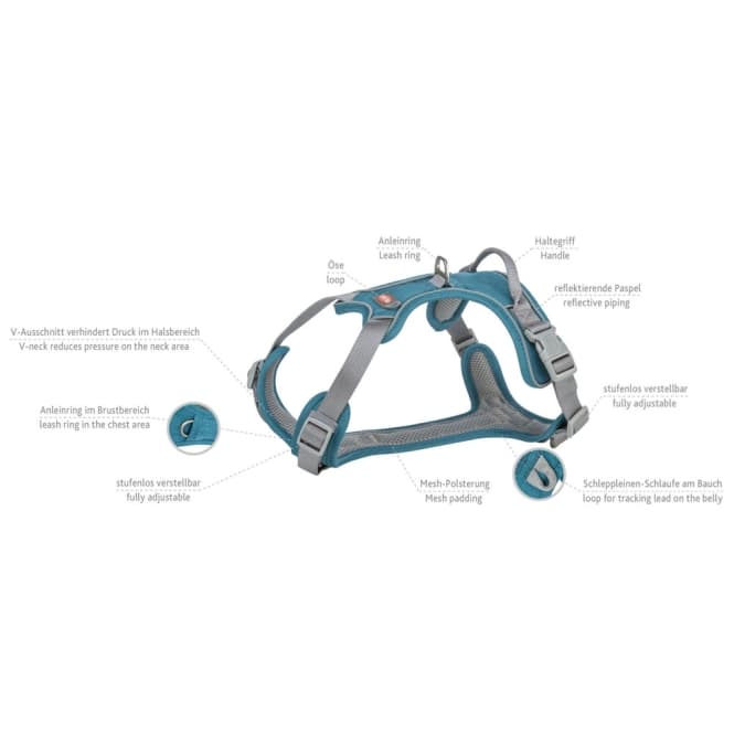 Trixie Premium Active Geschirr - petrol - 39–56 cm/15 mm 4